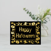 ハロウィーン記号枠ハッピーハローウィン 箔シーズンポストカード (立ち正面)