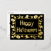 ハロウィーン記号枠ハッピーハローウィン 箔シーズンポストカード (正面/裏面)