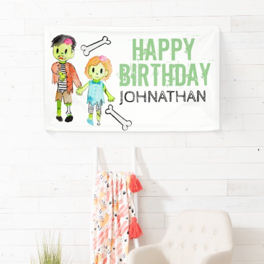 ハロウィーン誕生パーティーのゾンビバナーサイン 横断幕 (インサイチュ)