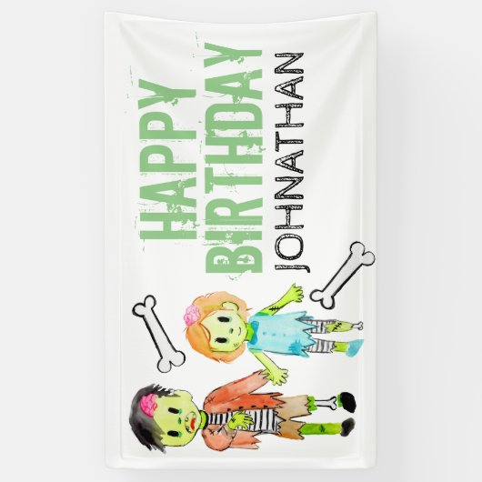ハロウィーン誕生パーティーのゾンビバナーサイン 横断幕 (縦)