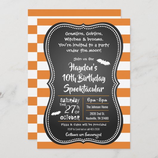 ハロウィーン誕生パーティーの子供服招待状 招待状 (正面/裏面)