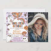 ハロウィーン誕生日かわいいグールズ4th誕生日パーティー 招待状 (正面)