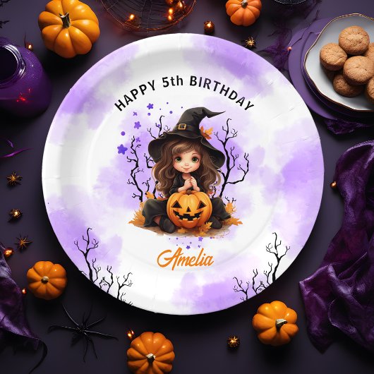 ハロウィーン誕生日かわいいリトルウィッチ紙プレート ペーパープレート