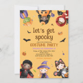 ハロウィーン誕生日かわいい子供の衣装パーティー 招待状 (正面)