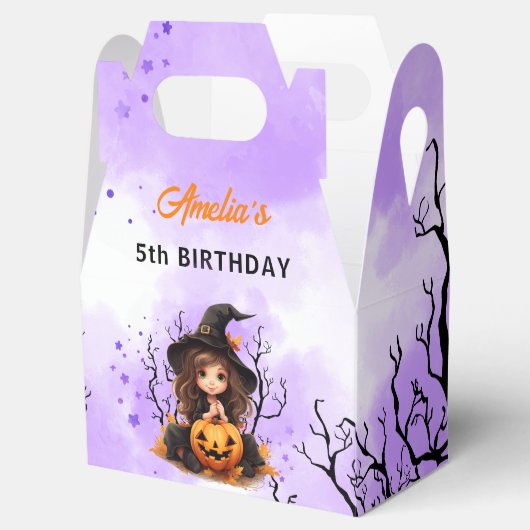 ハロウィーン誕生日かわいい小さな魔女の小さな切り妻 フェイバーボックス (オープン)