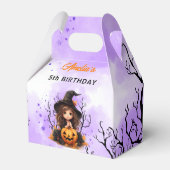 ハロウィーン誕生日かわいい小さな魔女の小さな切り妻 フェイバーボックス (正面サイド)