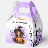 ハロウィーン誕生日かわいい小さな魔女大きな切り妻 フェイバーボックス (裏面)