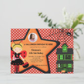 ハロウィーン誕生日の衣装（赤） 招待状 (スタンド正面)