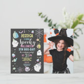 ハロウィーン誕生日ガールズパーティーフォトカボチャ 招待状 (スタンド正面)