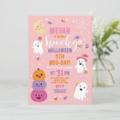 ハロウィーン誕生日ガールズパーティー幽霊カボチャ 招待状 (スタンド正面)