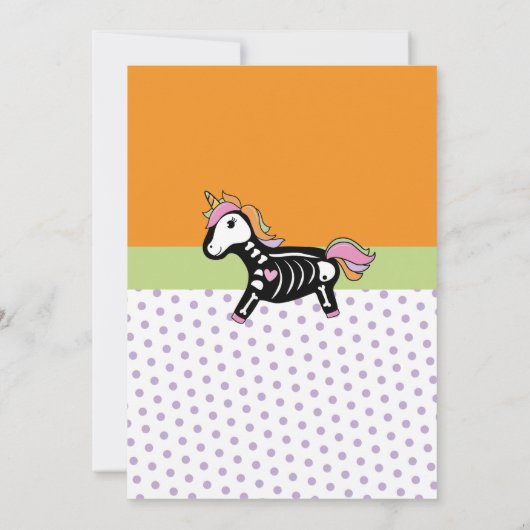 ハロウィーン誕生日キッズユニコーンスケルトンこうもり 招待状 (裏面)