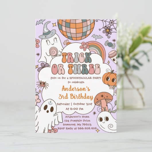 ハロウィーン誕生日グールススリーバースデーパーティー 招待状 (スタンド正面)