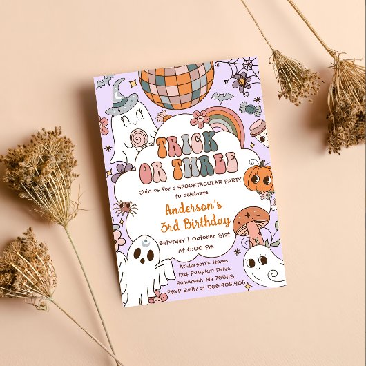 ハロウィーン誕生日グールススリーバースデーパーティー 招待状