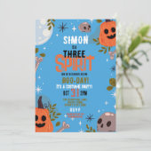 ハロウィーン誕生日スリーボーイズパーティー幽霊ブルー3 招待状 (スタンド正面)