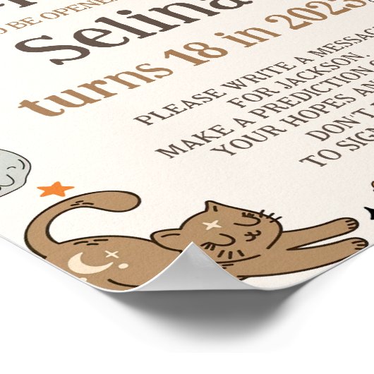 ハロウィーン誕生日パーティーかわいいタイムカプセルサイン ポスター (角)