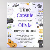 ハロウィーン誕生日パーティーかわいいタイムカプセルサイン ポスター (正面)