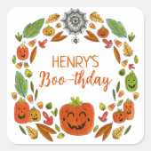 ハロウィーン誕生日パーティーのお願い スクエアシール (正面)