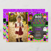 ハロウィーン誕生日パーティーの招待と写真 招待状 (正面/裏面)