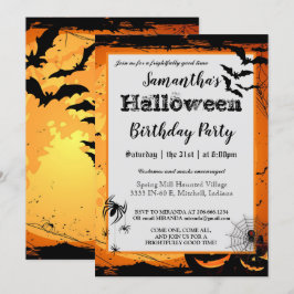 ハロウィーン誕生日パーティーの招待不気味こうもり 招待状