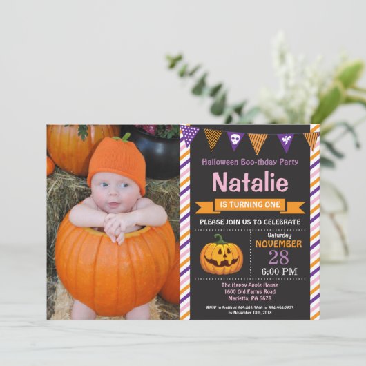 ハロウィーン誕生日パーティーの招待状 招待状 (スタンド正面)