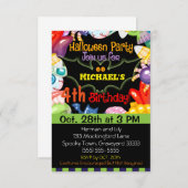 ハロウィーン誕生日パーティーの招待状 招待状 (正面/裏面)