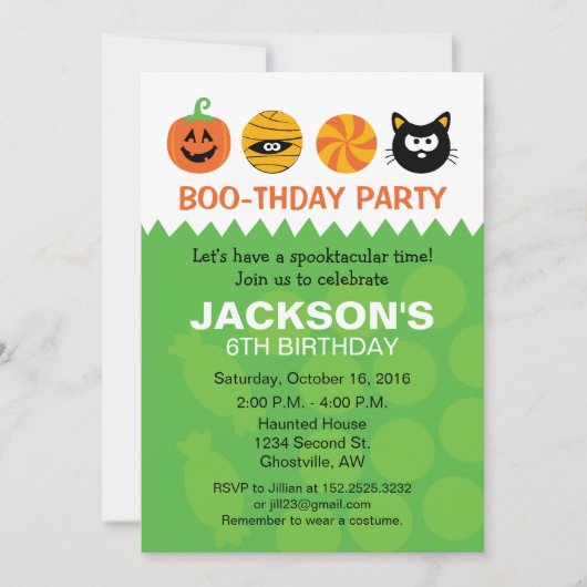 ハロウィーン誕生日パーティーの招待状 招待状 (正面)