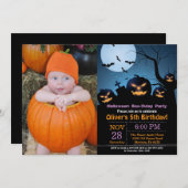 ハロウィーン誕生日パーティーの招待状 招待状 (正面/裏面)
