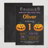ハロウィーン誕生日パーティーの招待 招待状 (正面/裏面)