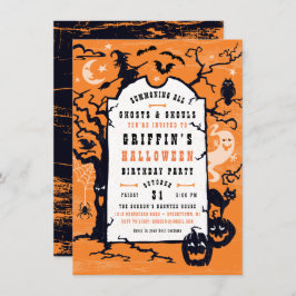 ハロウィーン誕生日パーティーまたはコスチュームパーティー 招待状