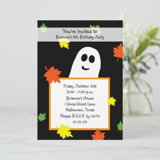 ハロウィーン誕生日パーティーアレンジメントオータム幽霊 招待状 (スタンド正面)