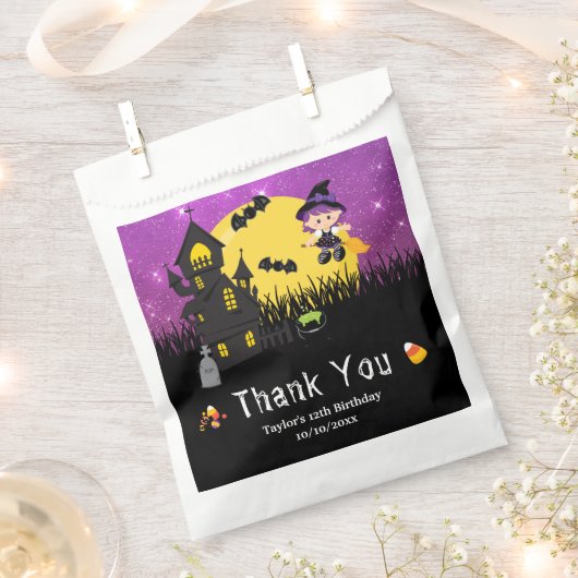 ハロウィーン誕生日パーティーウィッチパープル フェイバーバッグ (クリップ留めされた状態)
