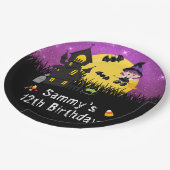 ハロウィーン誕生日パーティーウィッチパープル ペーパープレート (アングル)