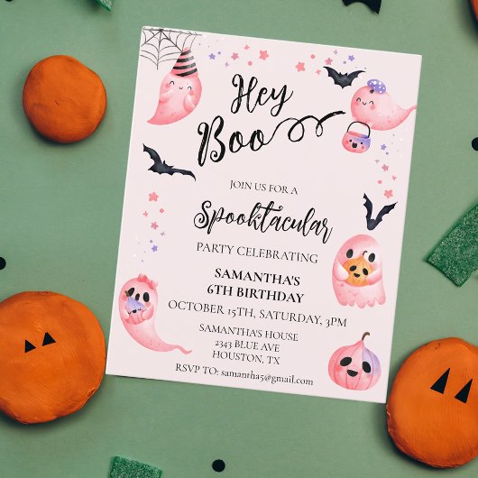 ハロウィーン誕生日パーティーキッズHey Booピンク幽霊たち