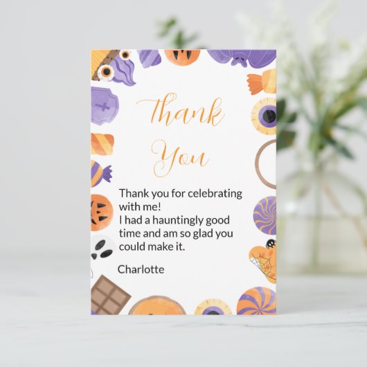 ハロウィーン誕生日パーティーサンキューカード サンキューカード (スタンド正面)