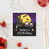 ハロウィーン誕生日パーティーバンピアーズパープル スタンダードカクテルナプキン (インサイチュ)