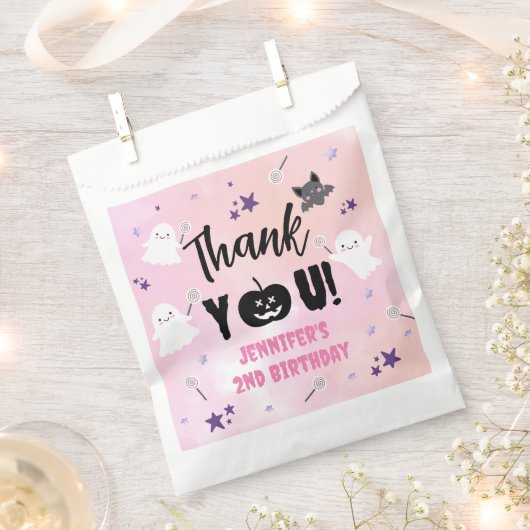 ハロウィーン誕生日パーティーピンクガール不気味かわいい フェイバーバッグ (クリップ留めされた状態)