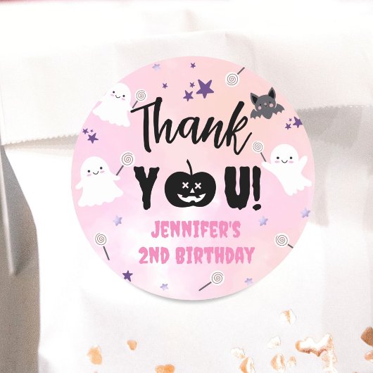 ハロウィーン誕生日パーティーピンクガール不気味かわいい ラウンドシール