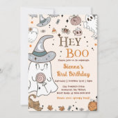 ハロウィーン誕生日パーティーヘイ・ブー招待状 招待状 (正面)