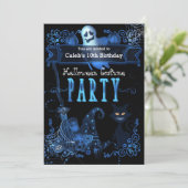 ハロウィーン誕生日パーティーマジカルブルーグローライト 招待状 (スタンド正面)