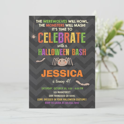 ハロウィーン誕生日パーティー招待衣装パーティー 招待状 (スタンド正面)