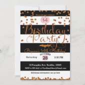 ハロウィーン誕生日パーティー白黒ピンクオレンジ 招待状 (正面)