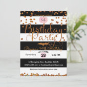 ハロウィーン誕生日パーティー白黒ピンクオレンジ 招待状 (スタンド正面)