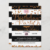 ハロウィーン誕生日パーティー白黒ピンクオレンジ 招待状 (正面/裏面)