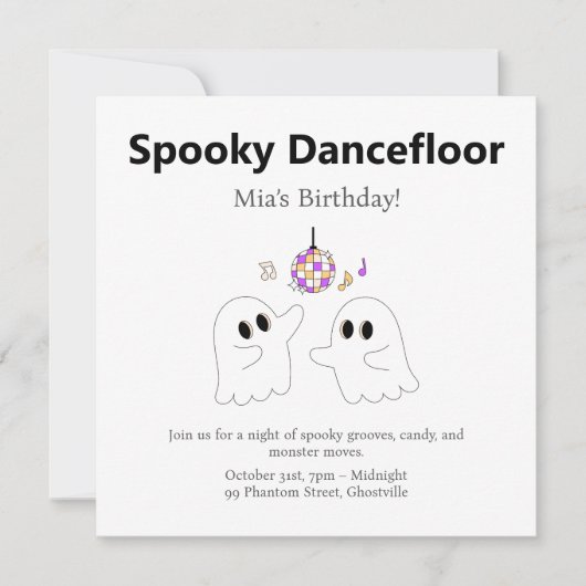 ハロウィーン誕生日パーティー | ダンス不気味フロア幽霊 シーズンカード (正面)