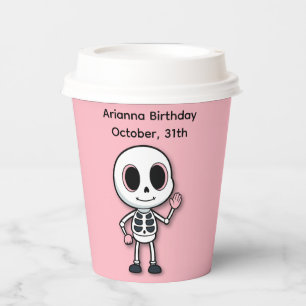 ハロウィーン誕生日パーティー   ピンクよくはしゃぐの骨格 紙コップ
