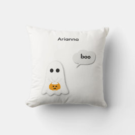 ハロウィーン誕生日パーティー | ミニマル幽霊デザイン クッション