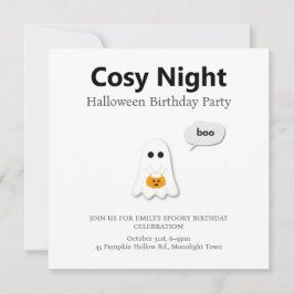 ハロウィーン誕生日パーティー | ミニマル幽霊デザイン シーズンカード