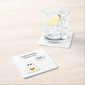 ハロウィーン誕生日パーティー | ミニマル幽霊デザイン スクエアペーパーコースター (インサイチュ)