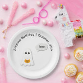 ハロウィーン誕生日パーティー | ミニマル幽霊デザイン ペーパープレート (パーティー)