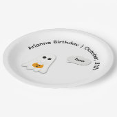 ハロウィーン誕生日パーティー | ミニマル幽霊デザイン ペーパープレート (アングル)